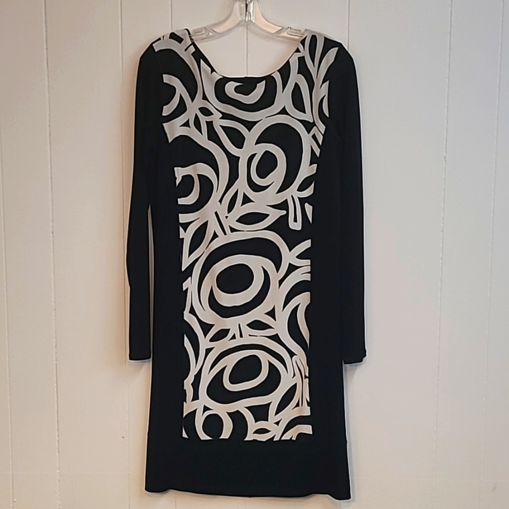 Eva Varro Abstract Black and White Dress Sz Medium
